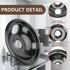 WB31M20 WB31M19 Black Porcelain Drip Pan Set & WB30M2 WB30M1 Electric Range Burner Element Unit Set by Cenipar-Compatible with GE Hotpoint Kenmore Range/Stove-Includes 2×6” and 2×8”