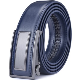 Men’s Belt Beltox Ratchet Dress Leather Buckle Belt Black Brown Blue 1 3/8” Gift Box(Blue Belt with Black Buckle,32-36 inch waist)