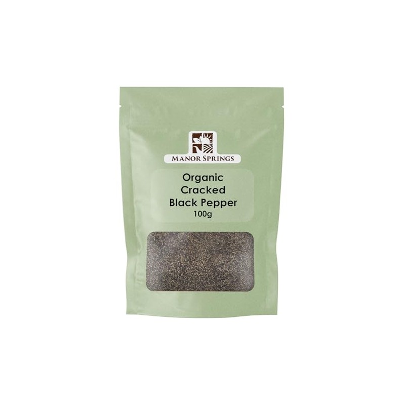Organic Cracked Black Pepper (Coarse Ground) 100g by Manor Springs