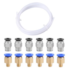 QitinDasen 3 Meters 3D Printer PTFE Teflon Tube, 6 Pieces PC4-M6 Pneumatic Fitting, 6 Pieces PC4-M10 Pneumatic Fitting