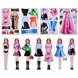 LALASTYLE Magnetic Dress-Up Dolls,Magnetic DIY Fashion Princess Doll,Dress Up Sticker Set,Resuable Magnetic Peolple Clother Puzzles