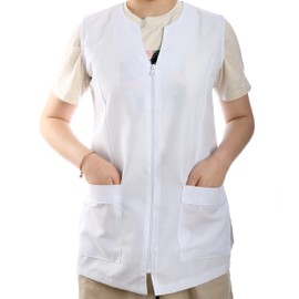 ETREXONLINE Womens Ladies Ladies Work Uniform Sleeveless Tunic, White