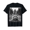 Scared Raccoon Selfie With Sasquatch Bigfoot , Funny Raccoon T-Shirt