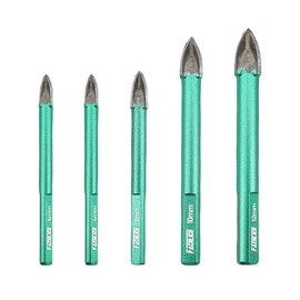 Tile Wood Plastic Drill Bits - FACHLICH 5pcs 1/4" 1/4" 5/16" 3/8" 1/2"(6/6/8/10/12mm) Carbide Drill Bits Tip Triangular Shank for Wood, Plastic, Masonry, Ceramic Tile