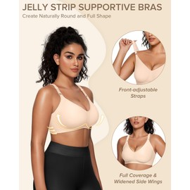 Vertvie Womens Wireless Bras No Underwire Push Up Bra Seamless Supportive Full Coverage Everyday Bras Regular and Plus Size(Nude,Medium)
