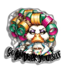 Go Duck Yourself Stickers - Funny Duck Animal Puns Punny Funny Sarcasm - 5" On Longest Side - 2 Pack - High Adhesive Tack - Bumper Stickers for Cars, Truck, SUV - Made in USA - PLS250