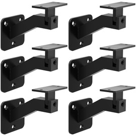 Gyykzz 6 Pack Adjustable Handrail Brackets for Indoor Stairs, Black Stair Railing Bracket for Staircase, Swivel Hand Rail Brackets Banister Brackets for Stairs, Corridors, Offices, Living Rooms