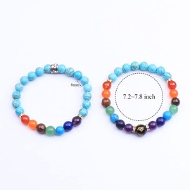 UEUC Chakra Bracelets for Women, Yoga 7 Chakra Crystals Gemstone Bracelet, 8mm Crystal Meditation Energy Balancing Bracelets, Stone