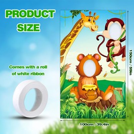 Eowppue Jungle Photo Wall for Parties - Perfect Jungle Birthday Decoration, Excellent for Party Game with Animals
