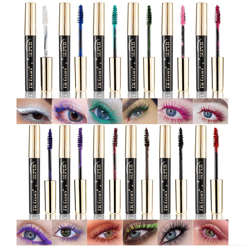 Roseflower Colored Mascara Sets - 12 Waterproof Colors, Pink, Purple,