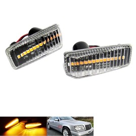 2x Clear Lens Side Indicator Amber LED Marker Repeater Light For MB 190 Series W201 W202 W124 W140 R129