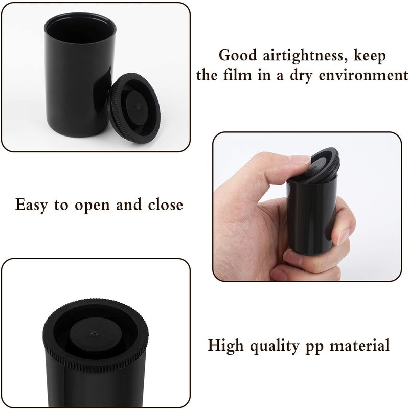 CIFFRA Film Canister Storage Container, 33mm, Black, Pack of 10,