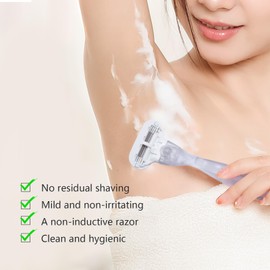 6 Ersatzklingen für Damen, mit 1 Griff, 3 Klingen aus Edelstahl, korrosionsbeständig, mit Schutzstreifen, ergonomischer Griff, sanfte Rasur für Körper und empfindliche Bereiche (Rosa)