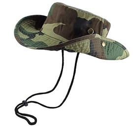 Bucket Hat Hiking Fishing Wide Brim UV Sun Protection Safari Unisex Boonie (Woodland Camo, Small/Medium)