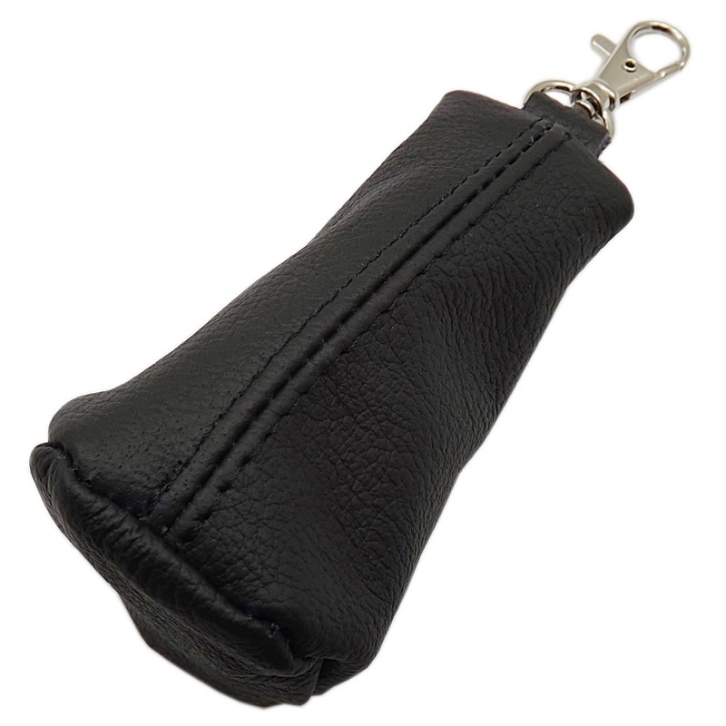 GENUINE LEATHER KEY BAG 1 Compartment in Black Made in