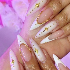 3D Star Nail Charms, Gold & Silver Mixed Styles Metallic Studs Rhinestones Stars and Mixed Sizes Mini Metal Caviar Beads, Nail Jewelry Decorations Manicure Supplies with Tweezers and Pick-up Pencil