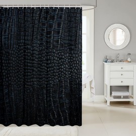 Cortina de ducha decorativa con patrón de cocodrilo, tela de poliéster impermeable, cortina de baño de piel de animal salvaje, decoración del hogar, baño con ganchos, 72 x 78 pulgadas, lavable a