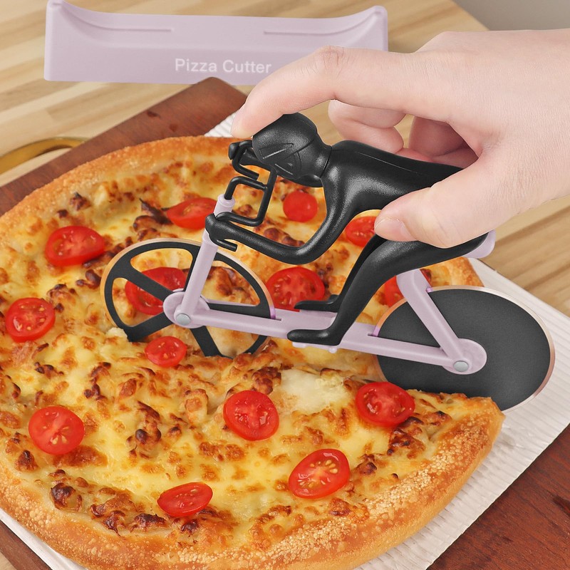 KUONIIY Pizza Cutters, Bicycle Pizza Cutter Dual Stainless Steel Super