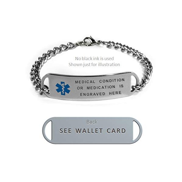HYPOPITUITARISM Medical ID Alert Bracelet with Embossed Emblem from Stainless Steel. D-Style, Premium Series.