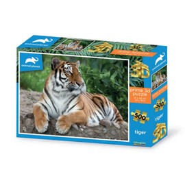Grandi Giochi PU201000 tigre Discovery Tiger Lens Puzzle Horizontal with 500 Pieces and 3D Effect Packaging-PU201000