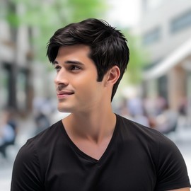 BERRYLION Short Black Mens Wig|Costume Wigs for Men|Synthetic Mens Wigs for Daily Use
