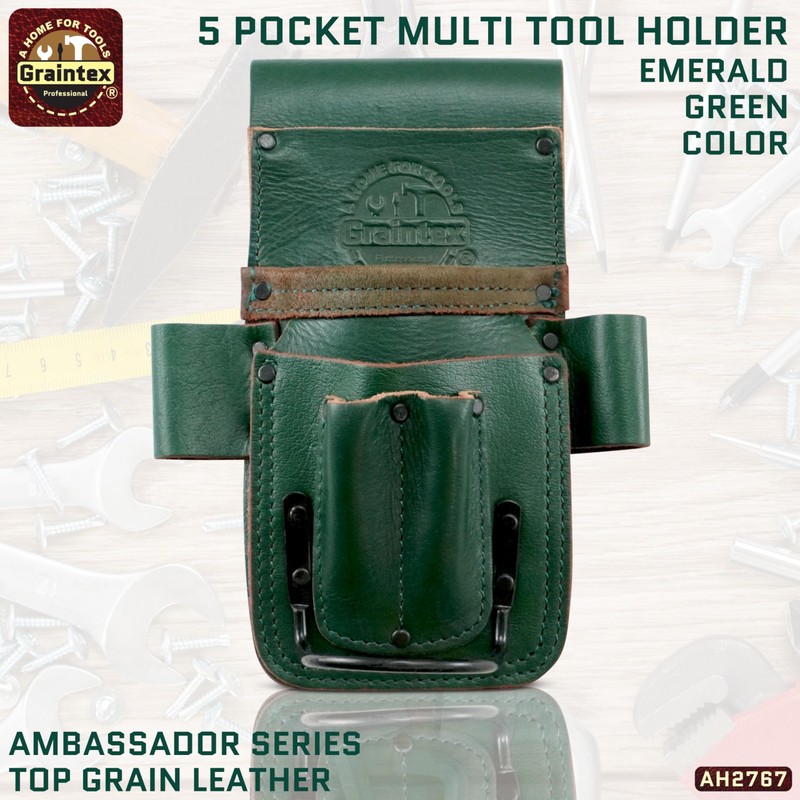 Graintex AH2767 Ambassador Series Emerald Green Multi Tool Pouch, Hammer