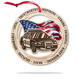 MUCHNEE Police Officer Christmas Ornament 2024, Police Officer Gifts, Gifts for Policeman Man Woman, Cop Pendant for Rear View Mirror Car, Police Shield and Badge Ornament, Christmas Tree Decoration