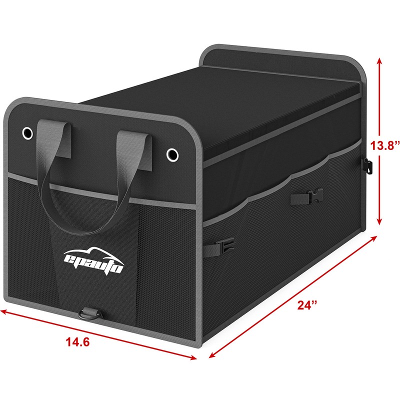 EPAuto Premium 3-Compartment Car Trunk Organizer with Removal Lid, Black
