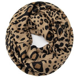 Glamexx24 Women's Scarf Leo Pattern Long Scarf Loop Tube Scarf XXL Loop Scarf Girls Animal Print Scarf, brown, Unit size