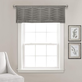 Lush Decor Cenefa para Cortina de Ventana con Textura Ondulada, 18 x 52 Pulgadas, Color Blanco, Gris Oscuro, 1
