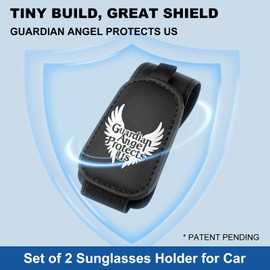 Teraves 2 Pack Sunglass Holder Clip for Car Visor, Upgrade Magnetic Leather Sunglasses Glasses Eyeglasses Visor Clip, Guardian Angel Gift for New Driver