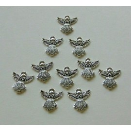 Unbranded Angel Ornaments Charms Pendants Miniature Christmas 1" - 10 Metal, One Sided