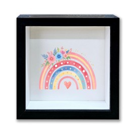 Children Saving Money Shadow Box Frame, Girl Piggy Bank Box with Slot, Pink Rainbow Themed Keepsake Memory Box, Fund Money Box Birthday Gifts for Kids, Girl Room Decorative Wooden Money Box -20