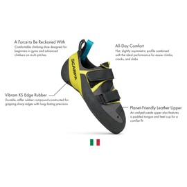 SCARPA Arpia V Rock Climbing Shoes for Gym Bouldering & Sport Climbing - Shark/Yellow - 11-11.5 Women/10-10.5 Men