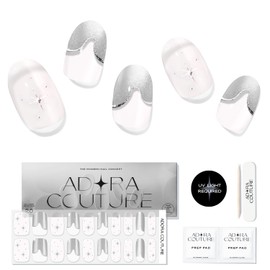 Adora Couture Semi Cured Gel Nail Strips with 30 Pieces - UV Gel Stickers, Manicure Kit, Easy Application Wraps Includes Prep Pads, Nail File, Wooden Stick - UV Light Required (Pink Prophecy)