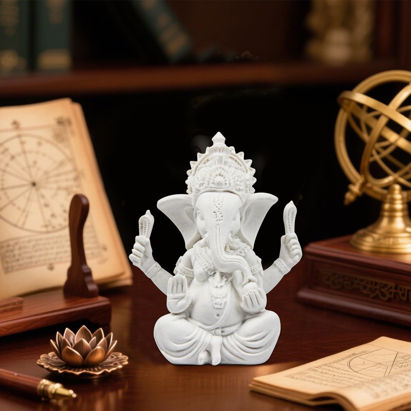 Kitchnexus Ganesha Buddha Statue Sandstone Sculpture Elephant Statue Buddha Figure