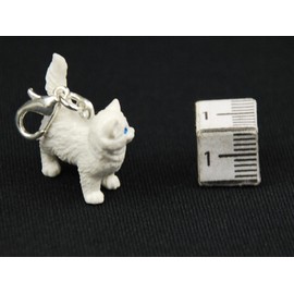 Miniblings Cat Kitten Persian Cat Charm Rubber White Persian – Handmade Fashion Jewellery I Silver Plated Pendant Charm Bracelet – Pendant for Bracelet, Rubber Metal