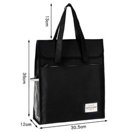 A4 Document Bag File Tote Bag Canvas File Bag Portable Organiser Bag Waterproof Zip Bag Student Office Supplies Travel Bag Storage Bag with Handle for Women Men