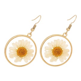 Baluue Unique Dried Sunflower Earrings Natural Flower Earrings Jewelry for Women Real Pressed Flower Charm