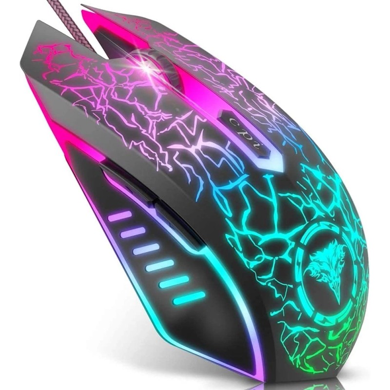 BENGOO Wired Gaming Mouse RGB Backlit, Ergonomic 4 DPI 6