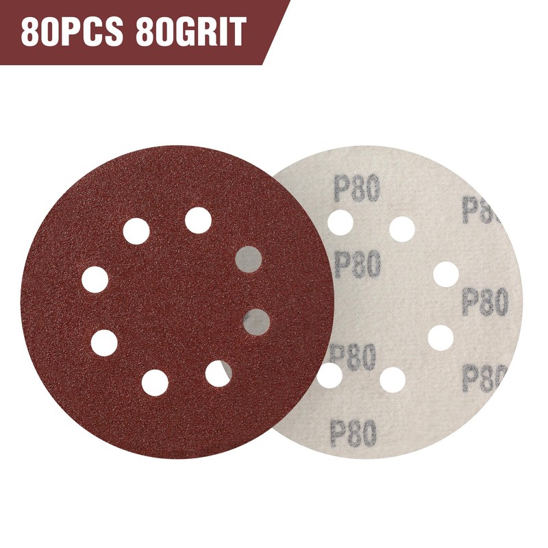 MIDO Professioanl Abrasive 125mm Sanding Discs 80 PCS 80 Grit