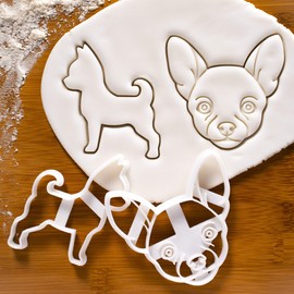 Set of 2 Chihuahuas Cookie Cutters (Chihuahua Silhouette and Chihuahua Face), 2 Pieces, Bakerlogy
