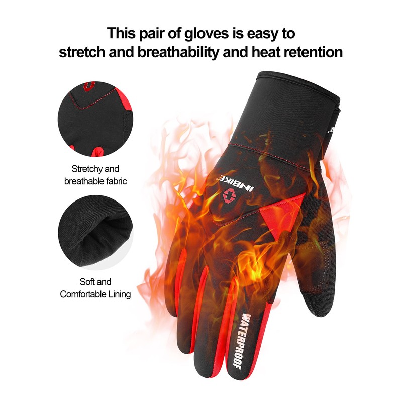 INBIKE Winter Cycling Gloves Waterproof Touch Screen Bike Gloves Termal