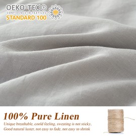 Simple&Opulence 100% Linen Euro Shams with White Trim Inserted Edges, 26"x26" Home Decorative Pillow Cover Set of 2, Basic Style Pillow Shams, Light Grey