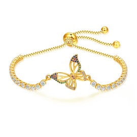 Butterfly Bracelet for Women Shinny Crystal Butterfly Bracelet Sparkly Cubic Zirconia Tennis Bracelet Rhinestone Bracelet Formal Prom Wedding Party Jewelry Accessories