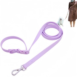 Hands Free Dog Leash, 4-7.5 FT PVC Waterproof Multifunctional Dog Leash Adjustable Lengths for Handless Walking Training Running with Cross Body, Over Shoulder, Waist and Belt Leash (Pale Purple)