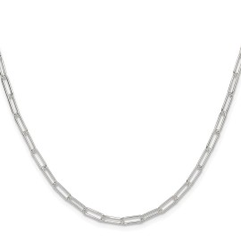GlittersandGold Sterling Silver Polished 3.1mm Paperclip Chain Necklace
