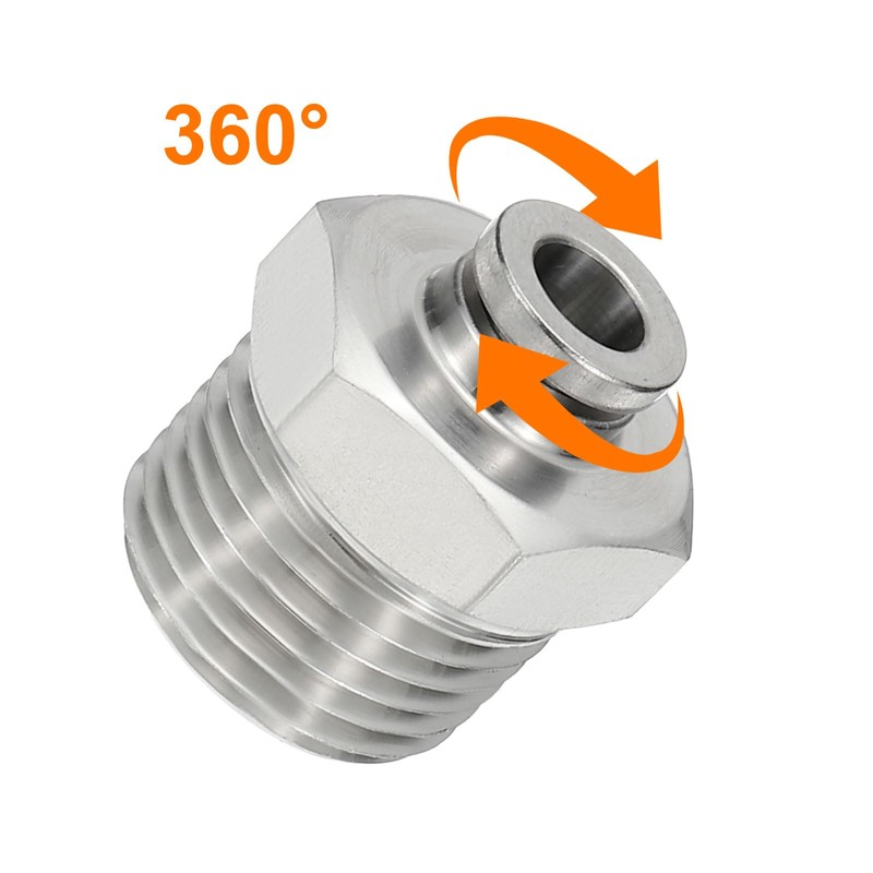 sourcing map Push to Connect Fitting, 2 Pcs 304 Stainless