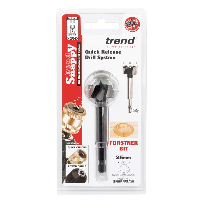 Trend SNAP/FS/25 Snappy Forstner Bit - 25mm diameter, Silver, 23.0