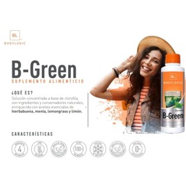 Clorofila Pura con aceites esenciales de hierbabuena, menta y limón 100 natural  B-Green Bodylogic  450ml                                             